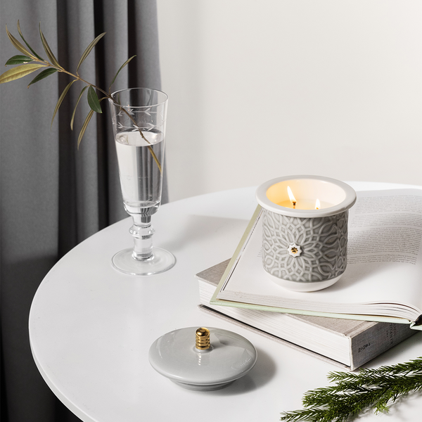 Small Scented Candle From Asalah - Grey + Gold