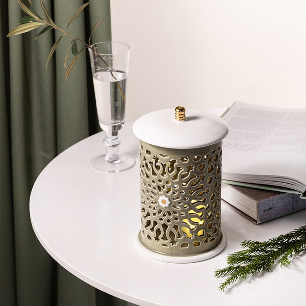 Medium Electronic Candle From Asalah - Olive + Gold