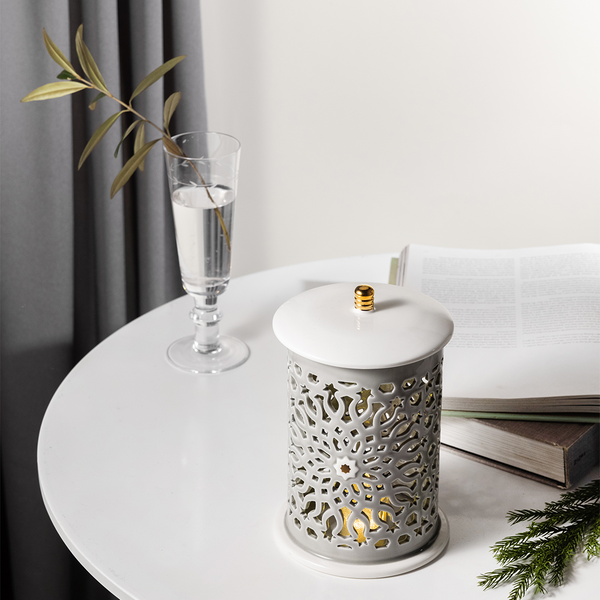 Medium Electronic Candle From Asalah - Grey + Gold