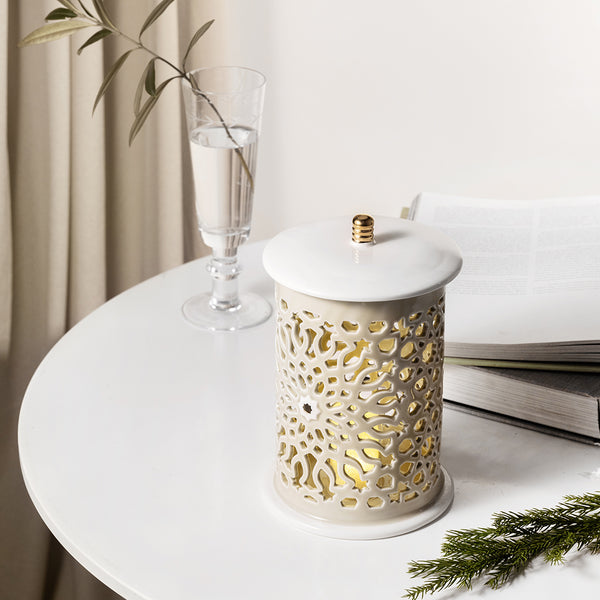 Medium Electronic Candle From Asalah - Beige + Gold