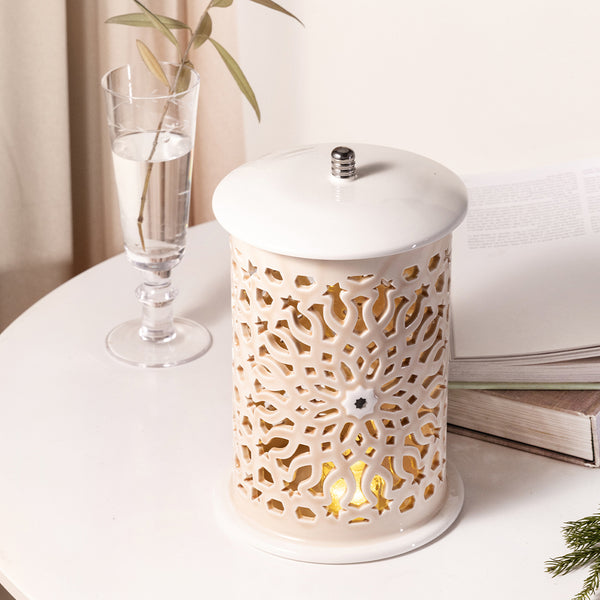 Large Electronic Candle From Asalah - Creamy + Silver