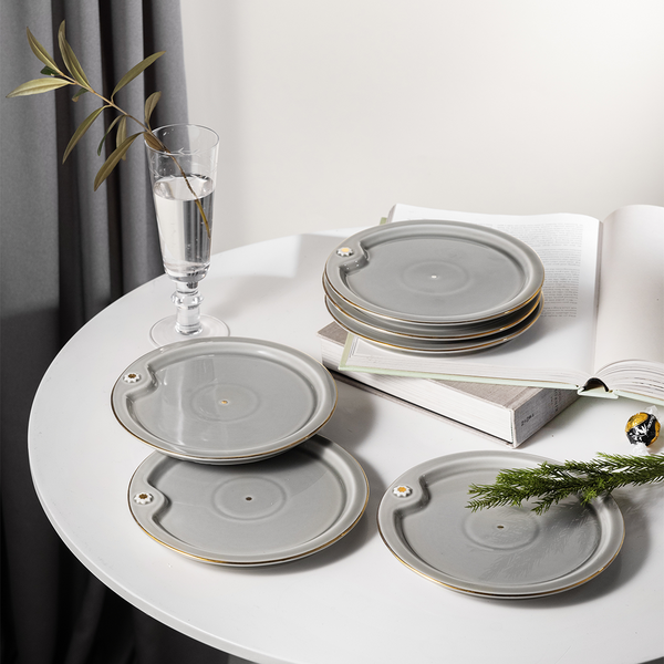 Cake Serving Plates From Asalah - Grey + Gold