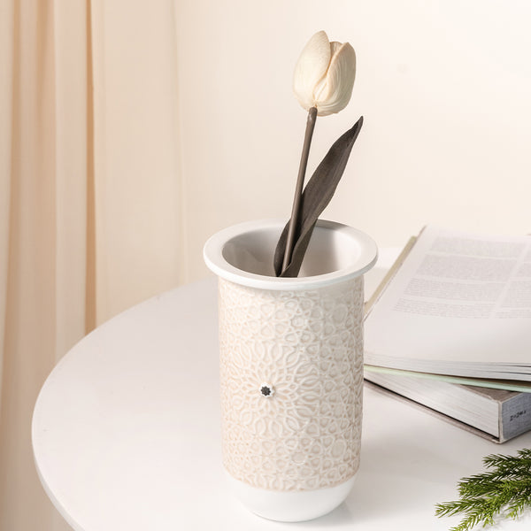 Small Porcelain Vase From Asalah - Creamy + Silver