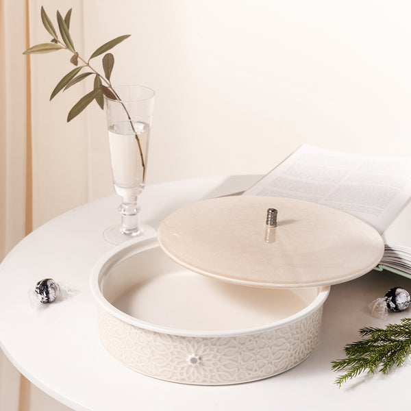 Large Date Bowl From Asalah - Creamy + Silver