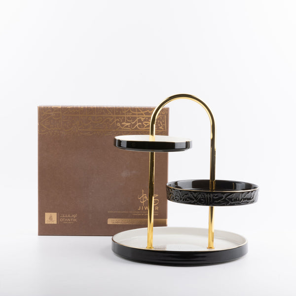 3 Layer Stand From Jiwar - Black+Gold