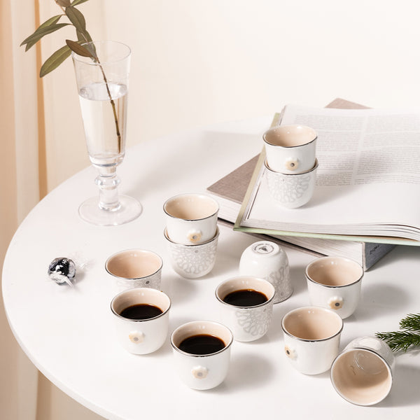 arabic coffee set 12 pcs From Asalah - Creamy + Silver