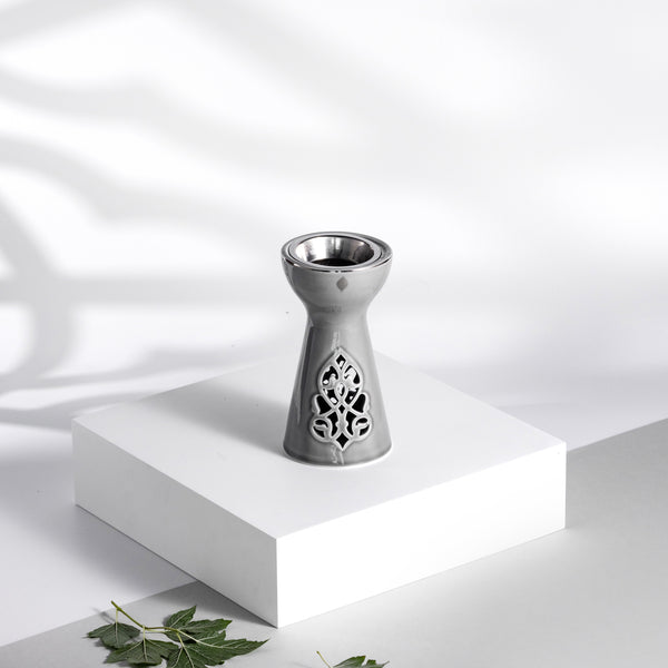 Porcelain Incense Burner Form Naqsh - Grey + Silver