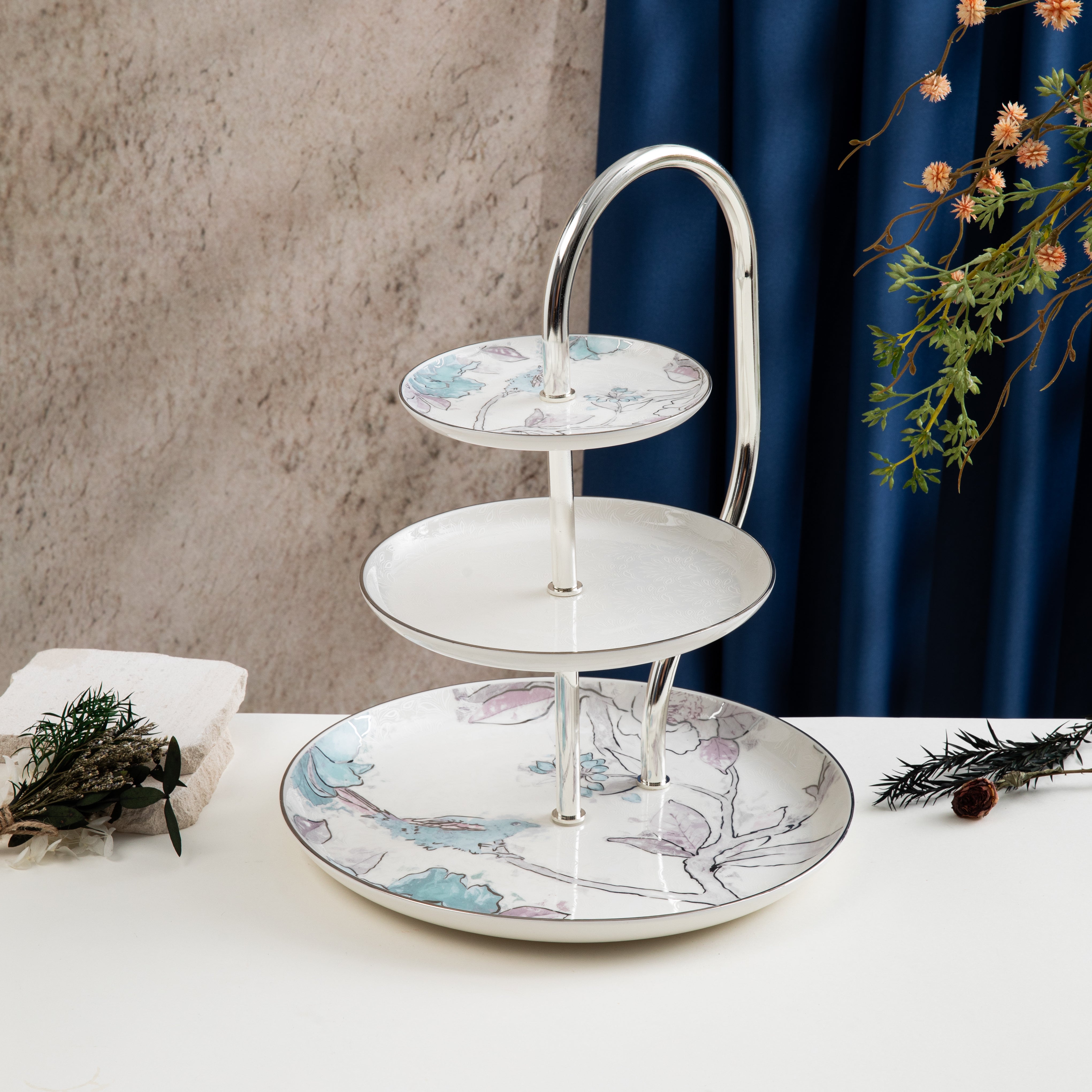 3 Layer Stand From Khuzama - Blue + Silver – Otantik UAE