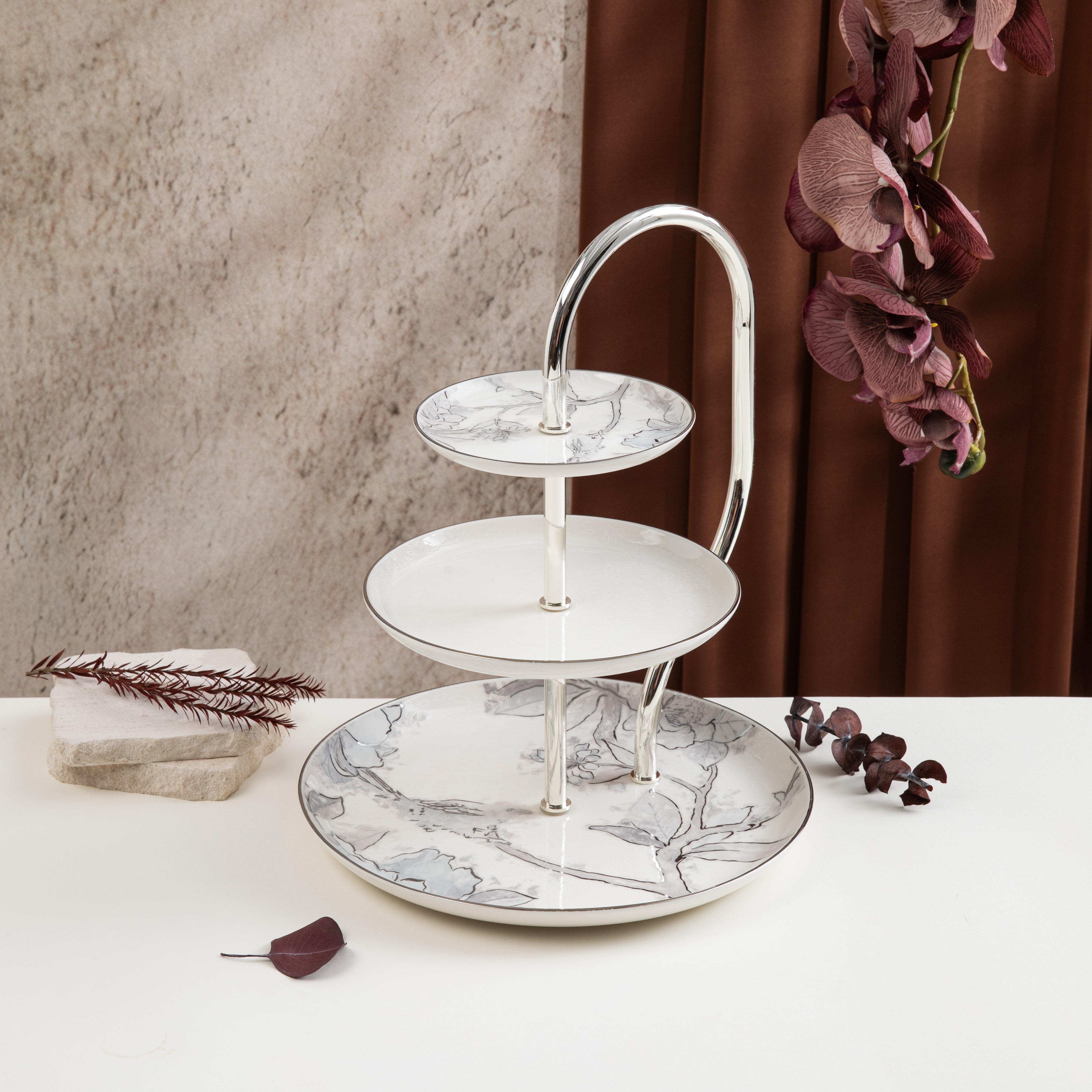3 Layer Stand From Khuzama - Grey + Silver – Otantik UAE