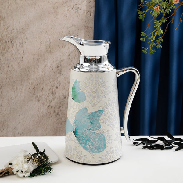 دلة واحدة للشاي او القهوة  من فيلورا  - أزرق وفضي