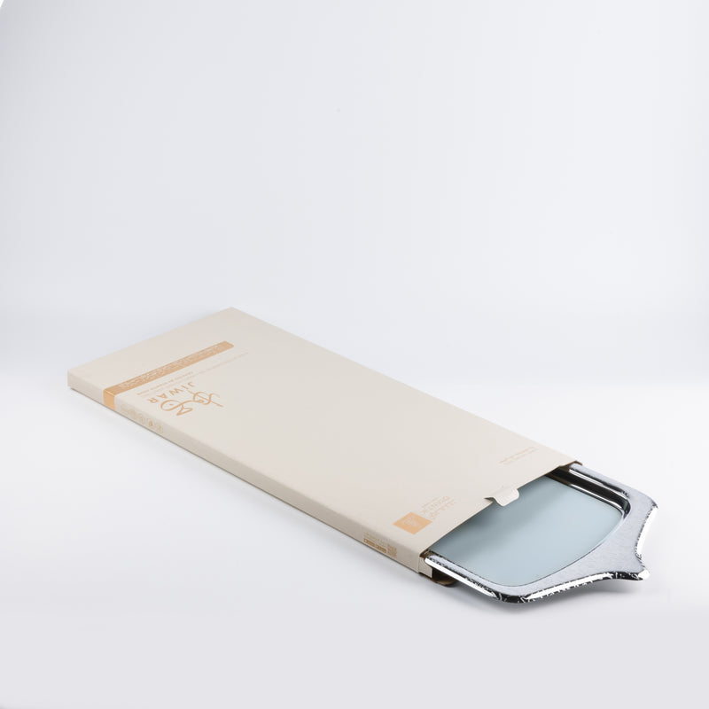 Otantik Iron Serving Tray From Jiwar Blue + Silver MS Department Store Oman