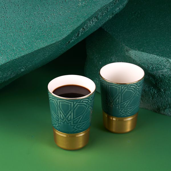 Cappuccino Set Of Two Cups From Majlis - Green