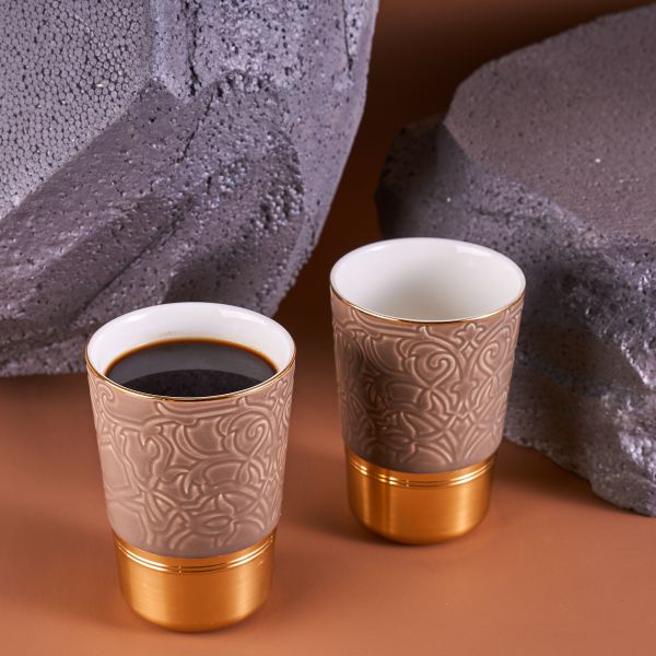 Cappuccino Set Of Two Cups From Majlis - Brown
