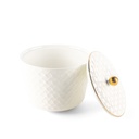 Medium Porcelain vase With Cover From Rattan - Pearl
