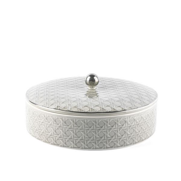 Large Date Bowl From Rattan - Grey