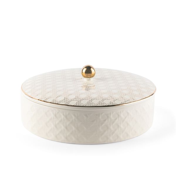 Large Date Bowl From Rattan - Pearl