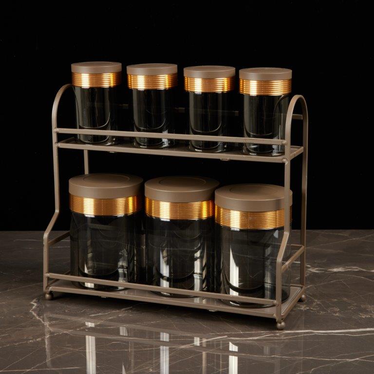 Luxury Canister Set 8Pcs From Majlis - Brown