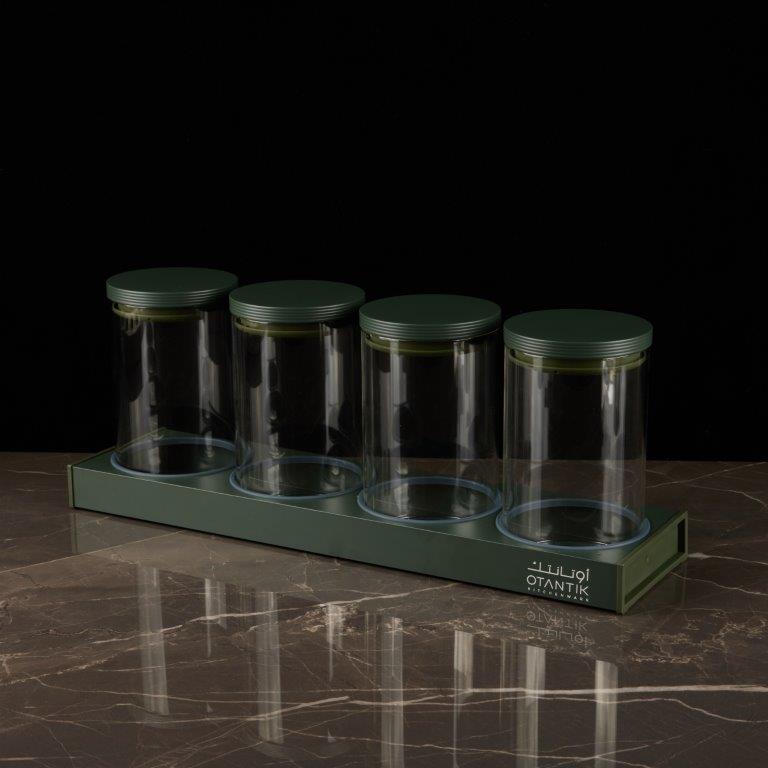 Luxury Canister Set 5Pcs From Majlis - Green