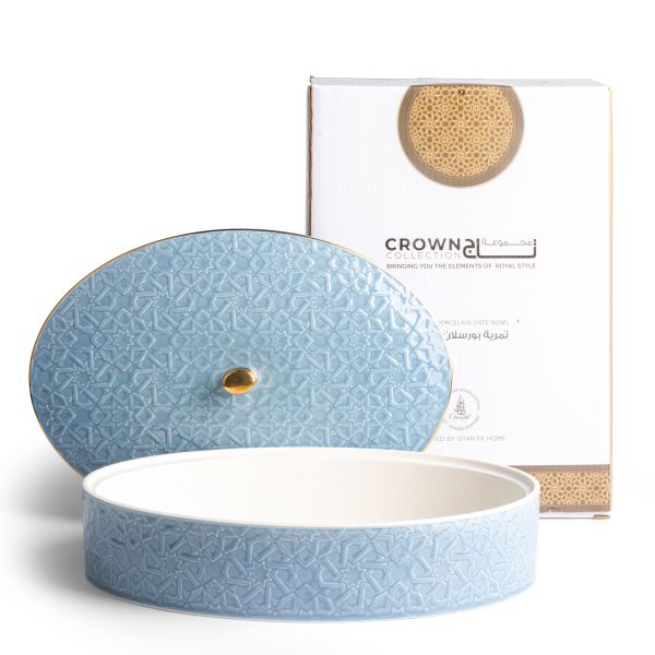  Large Date Bowl From Crown - Blue