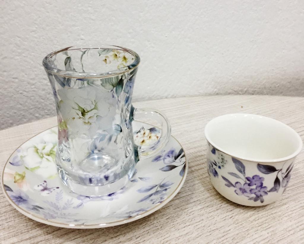 18 Pc set  Tea glass / saucer + cawa cups