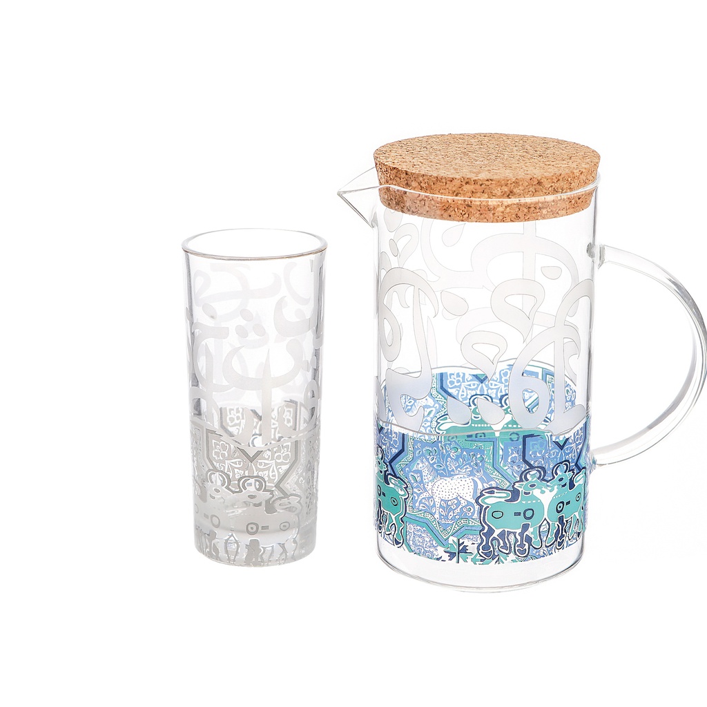 Glass Pitcher with cork in printed color box