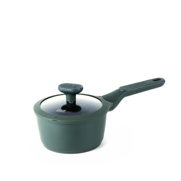 Non-Stick Saucepan With Lid  GREEN-BLACK  16x8.5cm