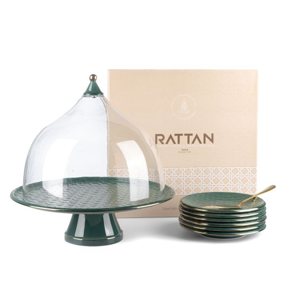 Serving Plates 6 Pcs From Rattan - Green