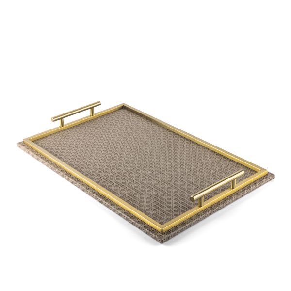  Leather Tray From Rattan - Coffee