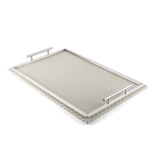  Leather Tray From Rattan - Beige