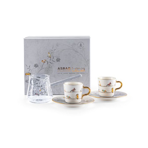 [ET1946] Turkish Coffee Set With Coffee Pot 5 Pcs From Asrab- Grey