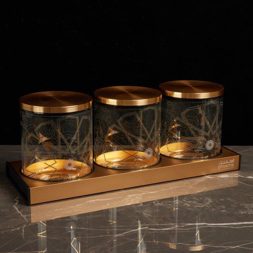 [AM1135] Luxury Canister Set 4Pcs From Majlis - Gold