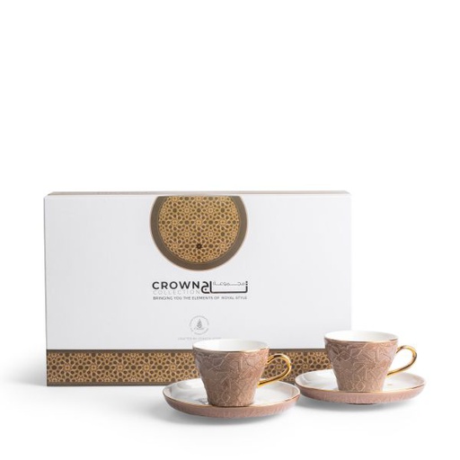 [ET2092] Tea Porcelain Set 12 Pcs From Crown - Brown