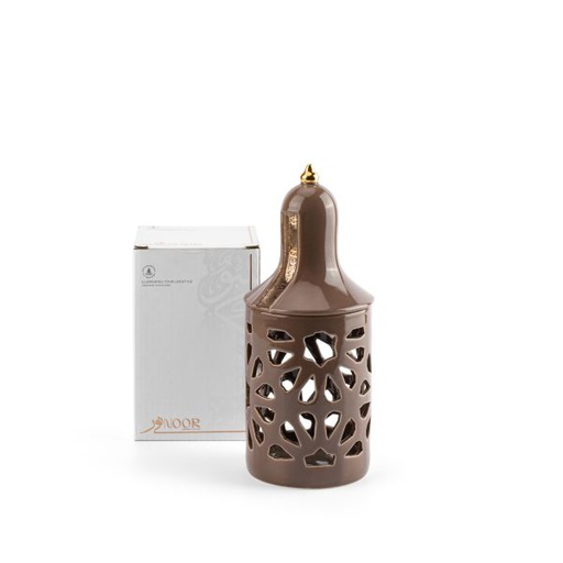 [ET2239] Medium Electronic Candle From Nour - Brown