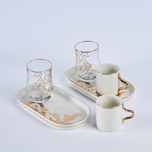 [125-ET26-WHITE] White - Turkish Coffee Sets From Rumi