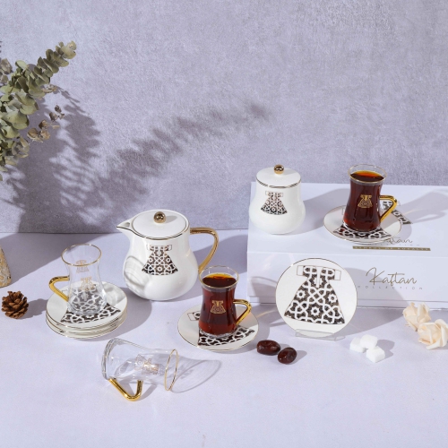 [ET1263] White - Tea Glass And Coffee Sets From Kaftan Collection