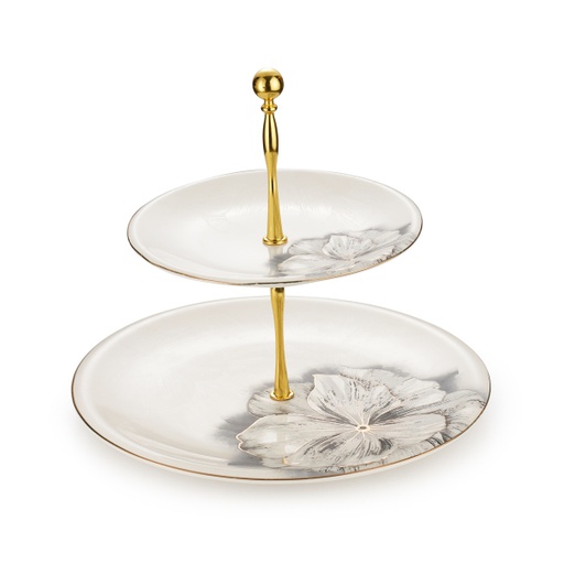 [ET1560] 2 Tier Plate From Blooms - Grey