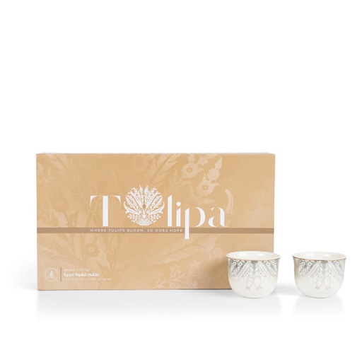 [GY1247] Arabic Coffee Cups Set 12 Pcs From Tolipa - Grey