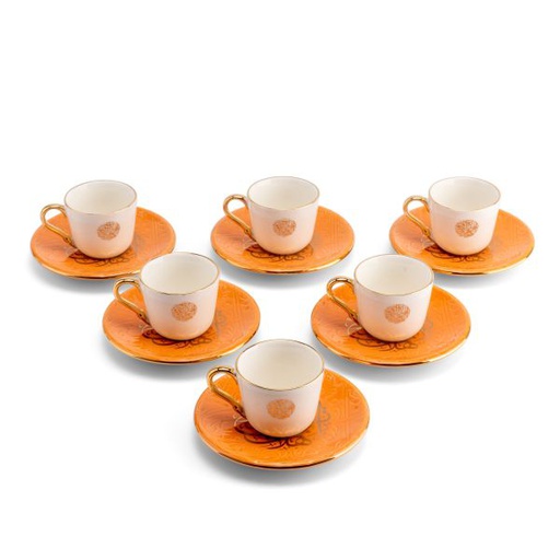 [ET1611] Turkish  Coffee Set 12Pcs From Zuwar - Orange