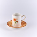6 CUPS AND 6 SAUCERS IN PRINTED GIFT BOX                           (HALF GOLD HANDLE)