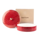 Large Date Bowl From Rattan - Red