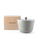 Medium Porcelain vase With Cover From Rattan - Grey