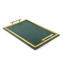  Leather Tray From Rattan - Green